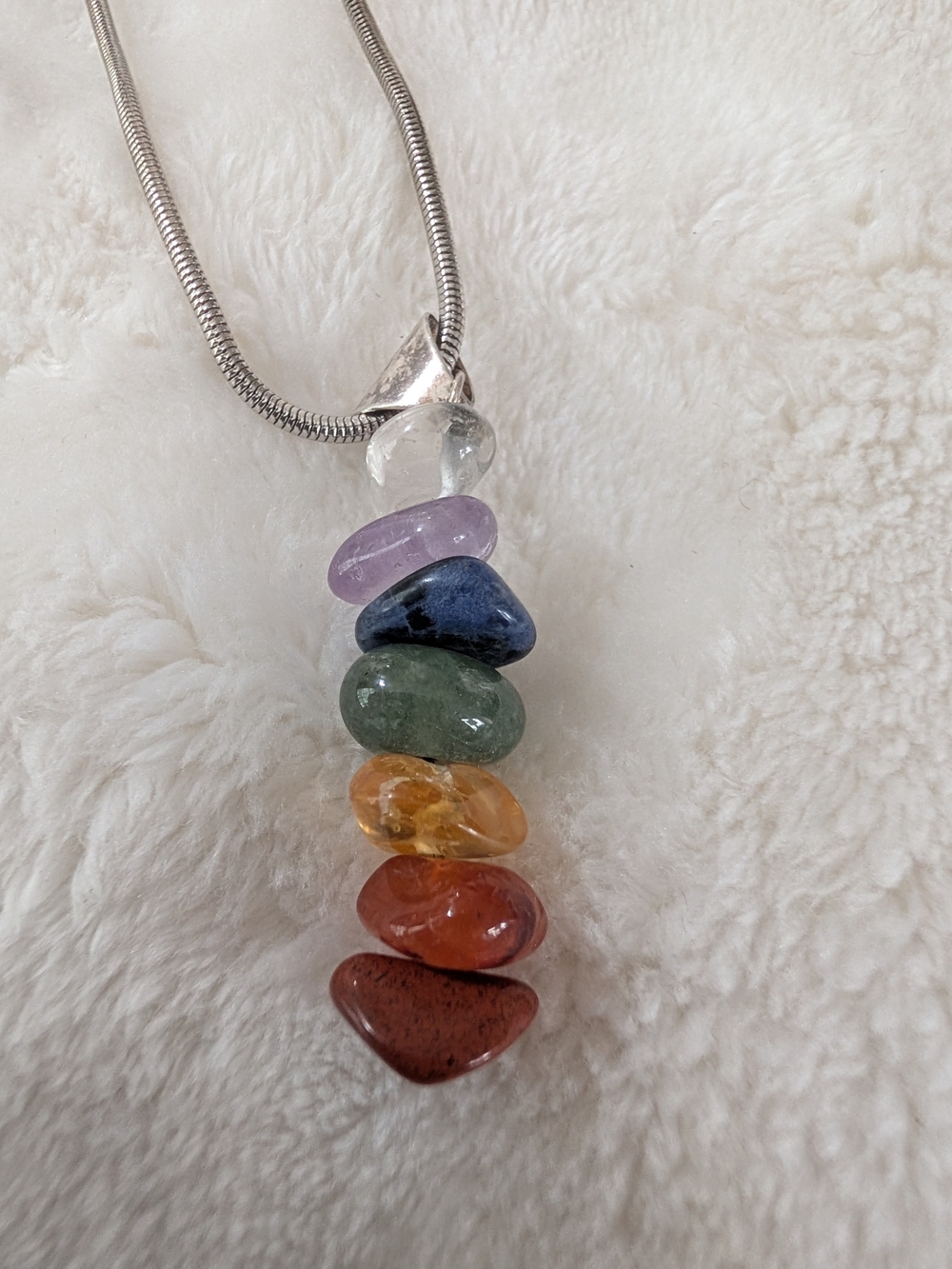 Multi-Gem Chakra Stone Pendant Necklace in Mixed Colors